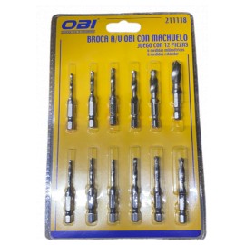 Broca A/V Obi Con Machuelo Juego 12 Pz Mm/Std 211118 Obi